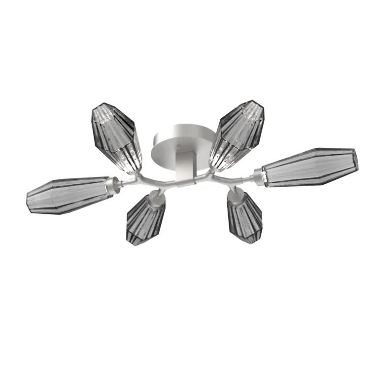 Modern Silver Glass 6-Light LED Drum Flush Mount