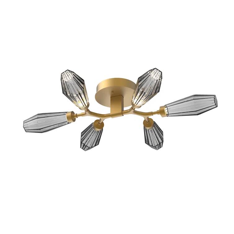 Aalto Geometric Brass & Glass 30.6" LED Flush Mount Ceiling Light