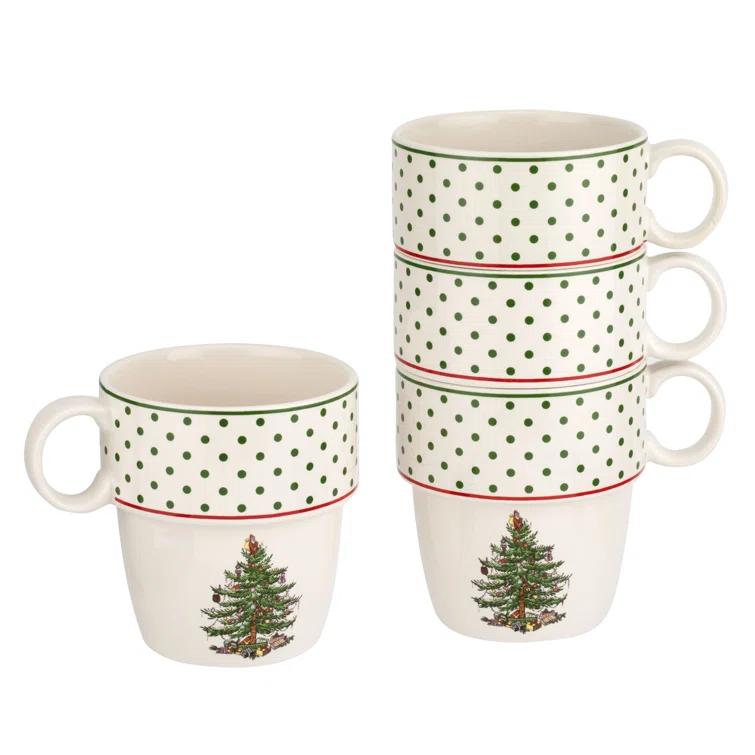 Spode Spode Christmas Tree Polka Dot Stackable Mugs (Set of 4)
