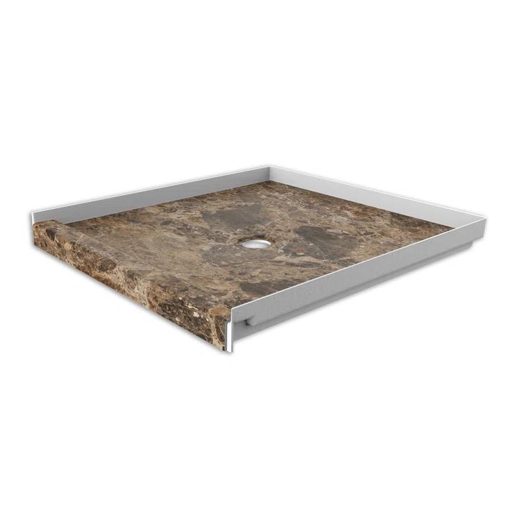 FlexStone 36"L x 36"W Single Threshold Alcove Shower Base with Center Drain