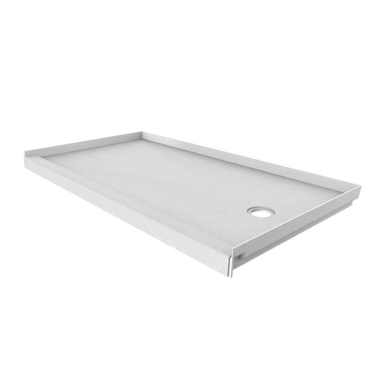 FlexStone 60"L x 30"W Single Threshold Alcove Shower Base with Right-Hand Drain