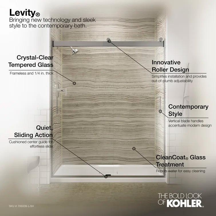 Levity 47.58" x 74" Bypass Shower Door with CleanCoat® Technology