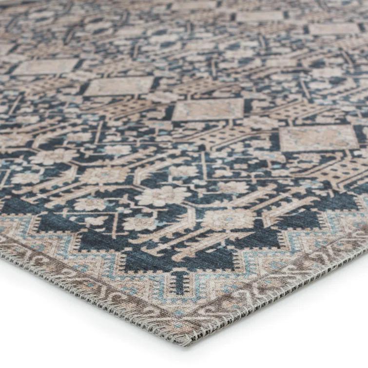 Dalia Machine Washable Performance Dark Blue/Tan Rug