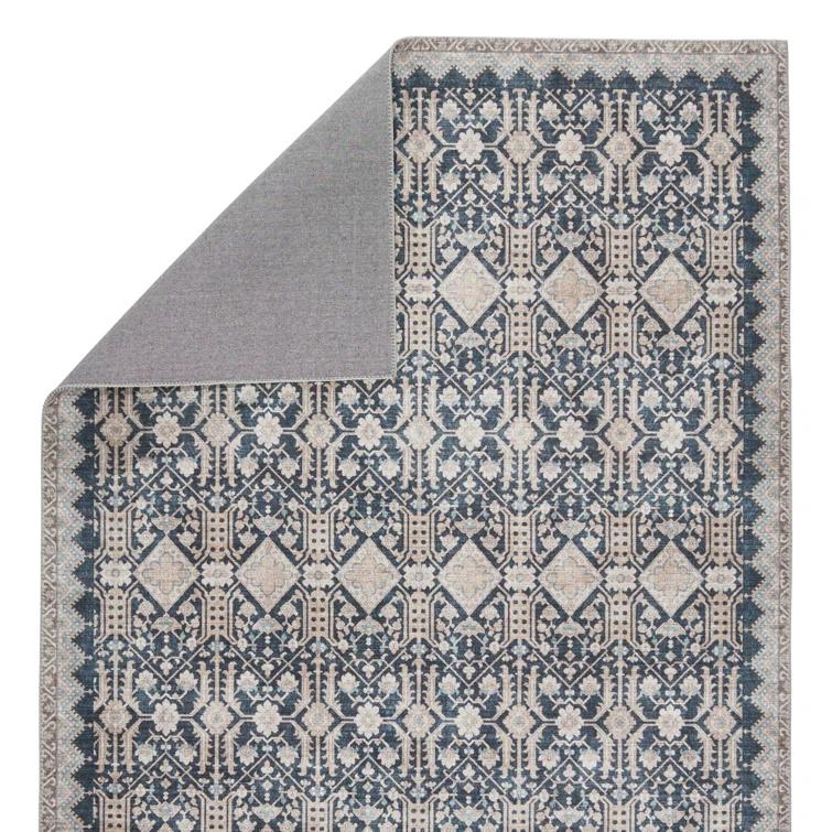 Dalia Machine Washable Performance Dark Blue/Tan Rug