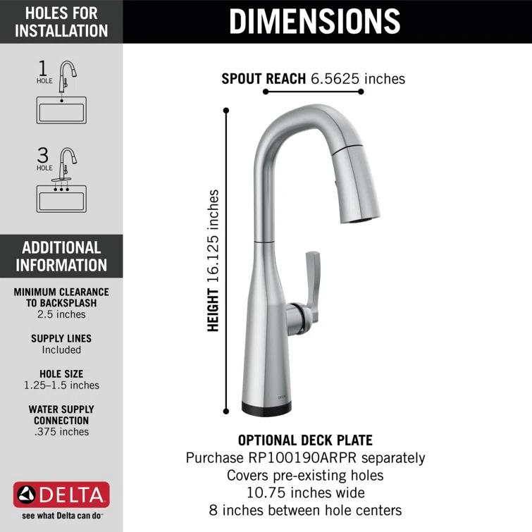 Stryke Pull Down Touch Bar Faucet with Touch2O Technology and With Accessories