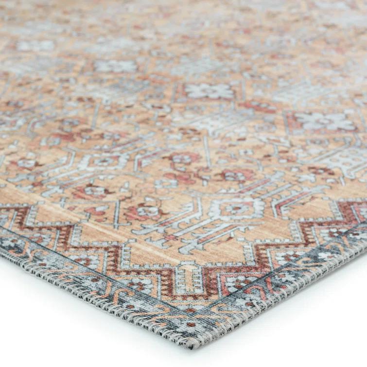 Dalia Machine Washable Performance Tan/Light Gray Rug