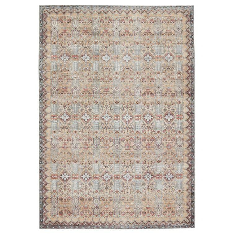 Dalia Machine Washable Performance Tan/Light Gray Rug