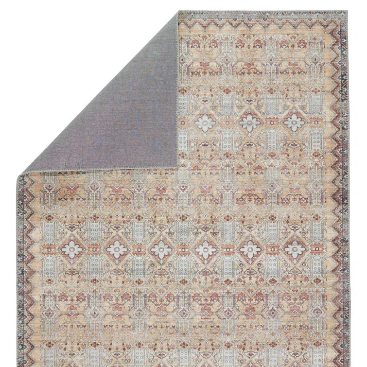 Dalia Machine Washable Performance Tan/Light Gray Rug
