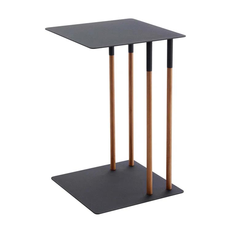 Plain Yamazaki Home Steel + Wood Sofa C Table End Table Coffee Tray, Bedside Or Living Room