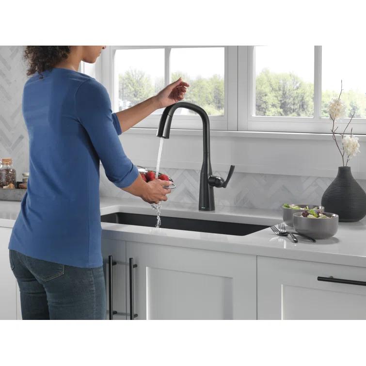 Stryke Pull Down Touchless Single Handle Kitchen Faucet with Delta VoiceIQ Technology and With Accessories