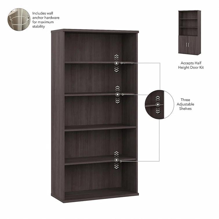 Bush Business Furniture Hybrid Tall 5 Shelf Bookcase