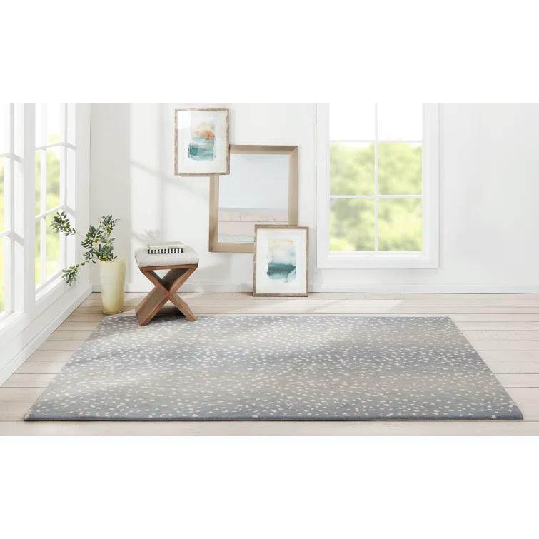 Woodland Animal Print Handmade Tufted Wool Gray/Blue Area Rug