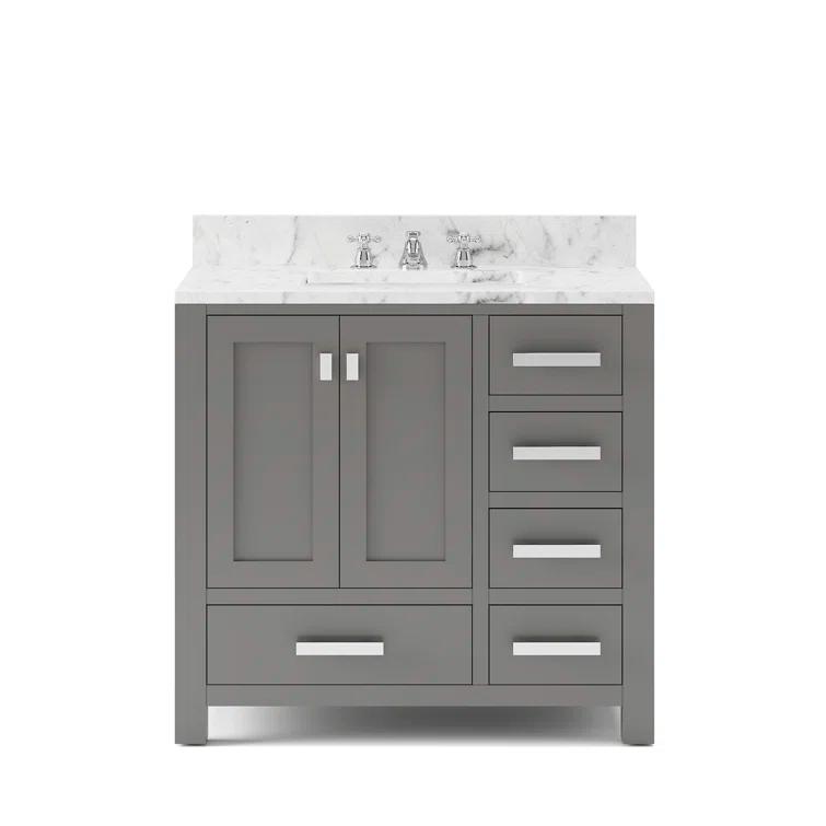 Madison 36 in. W x 21.5 in. D x 34 in. H Single Sink Bath Vanity in Cashmere Grey with Carrara White Marble Top