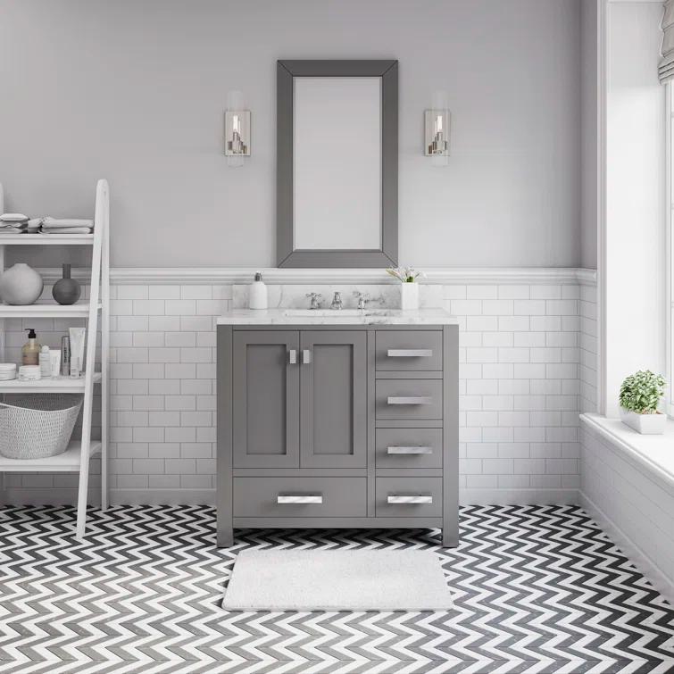 Madison 36 in. W x 21.5 in. D x 34 in. H Single Sink Bath Vanity in Cashmere Grey with Carrara White Marble Top