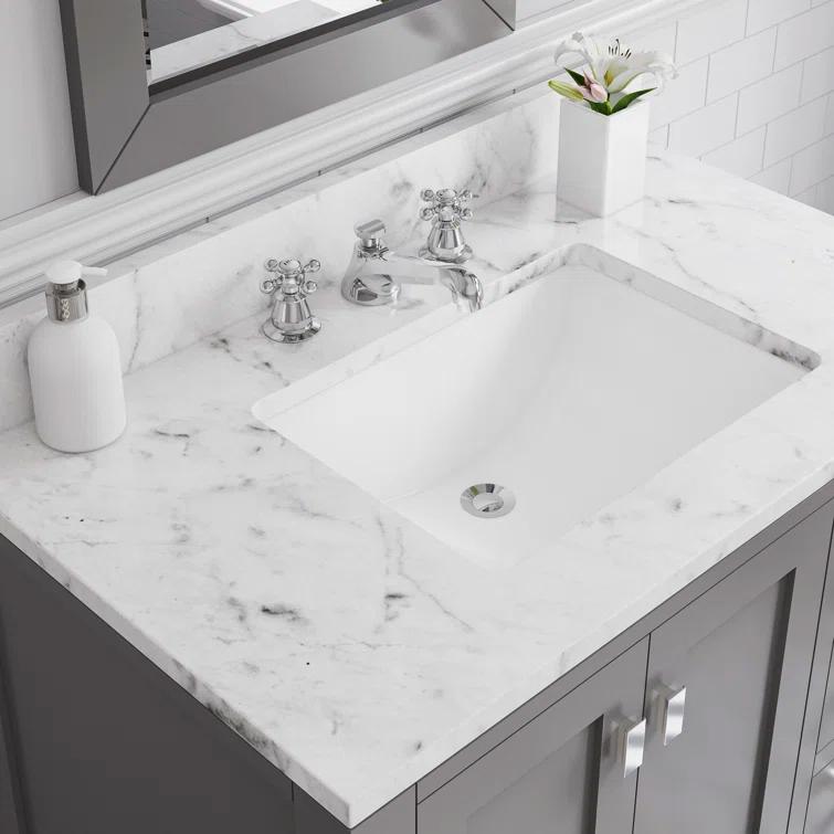 Madison 36 in. W x 21.5 in. D x 34 in. H Single Sink Bath Vanity in Cashmere Grey with Carrara White Marble Top