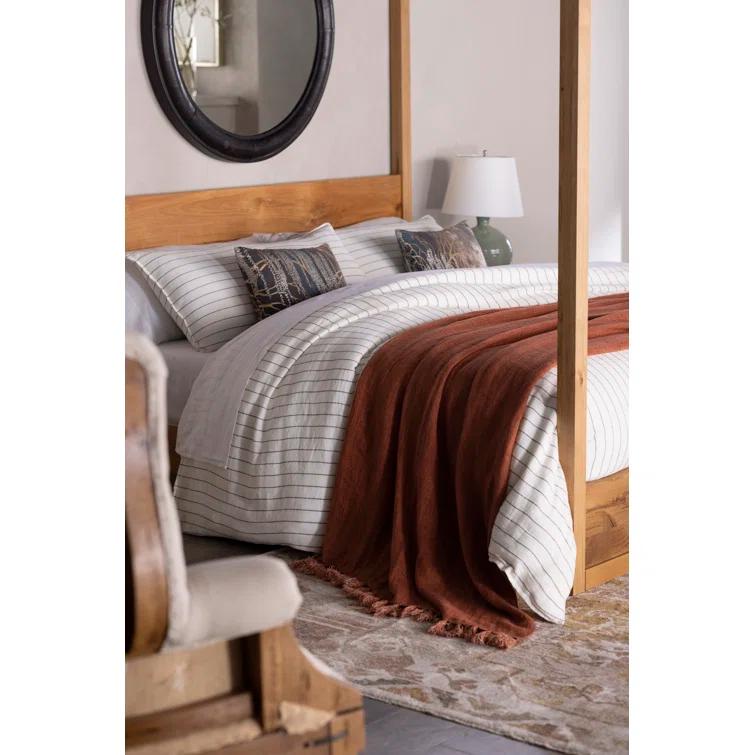 Blake Linen Duvet by Pom Pom at Home - Cream and Gray / Queen