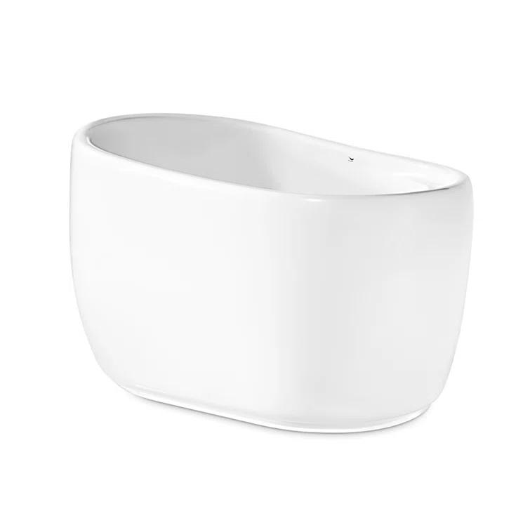 51" Streamline Freestanding Soaking Acrylic Bathtub With Drain and Bamboo Tray