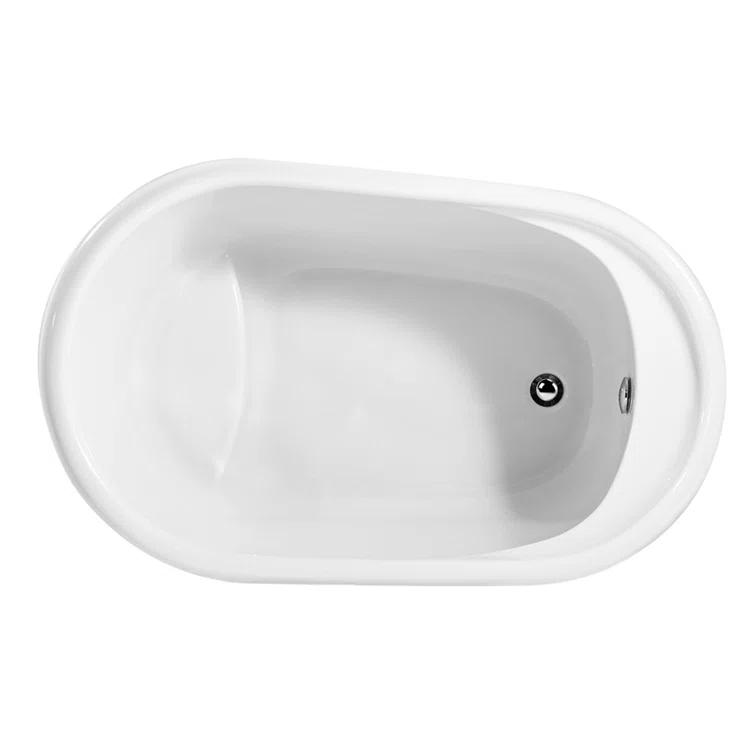 51" Streamline Freestanding Soaking Acrylic Bathtub With Drain and Bamboo Tray