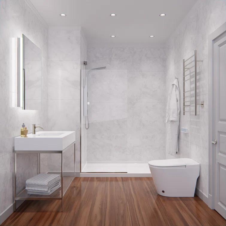 Veil Series 34” W x 74” H Frameless Glass Fixed Shower Screen Shower Door