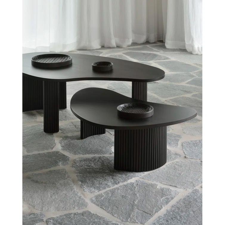 Mahogany Dark Brown Pebble-Shaped Coffee Table