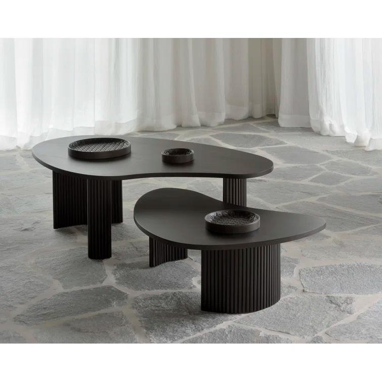 Mahogany Dark Brown Pebble-Shaped Coffee Table