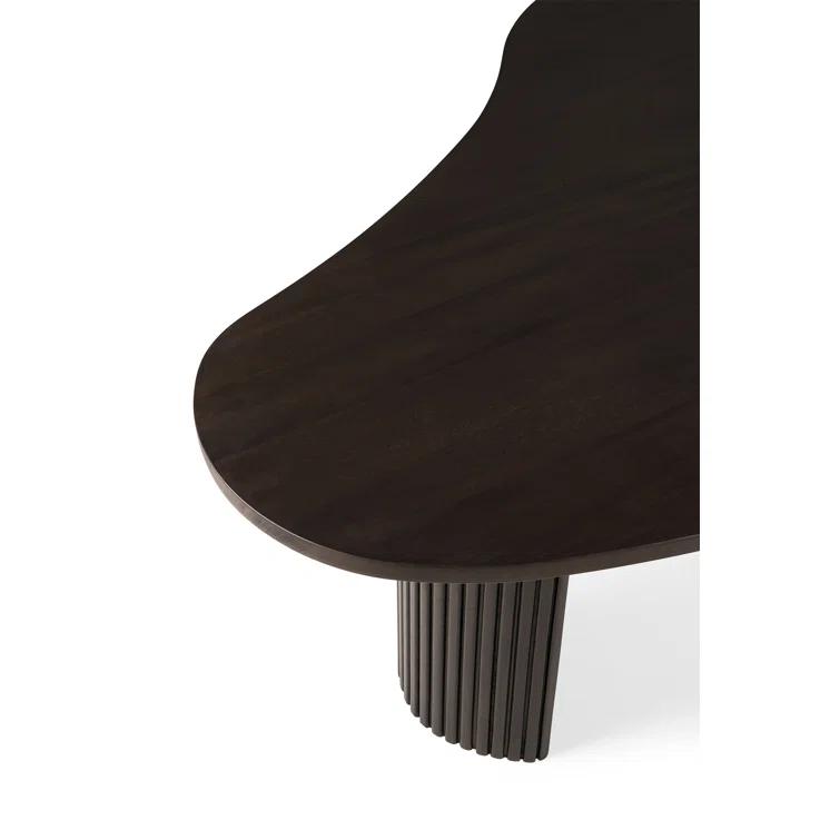 Mahogany Dark Brown Pebble-Shaped Coffee Table