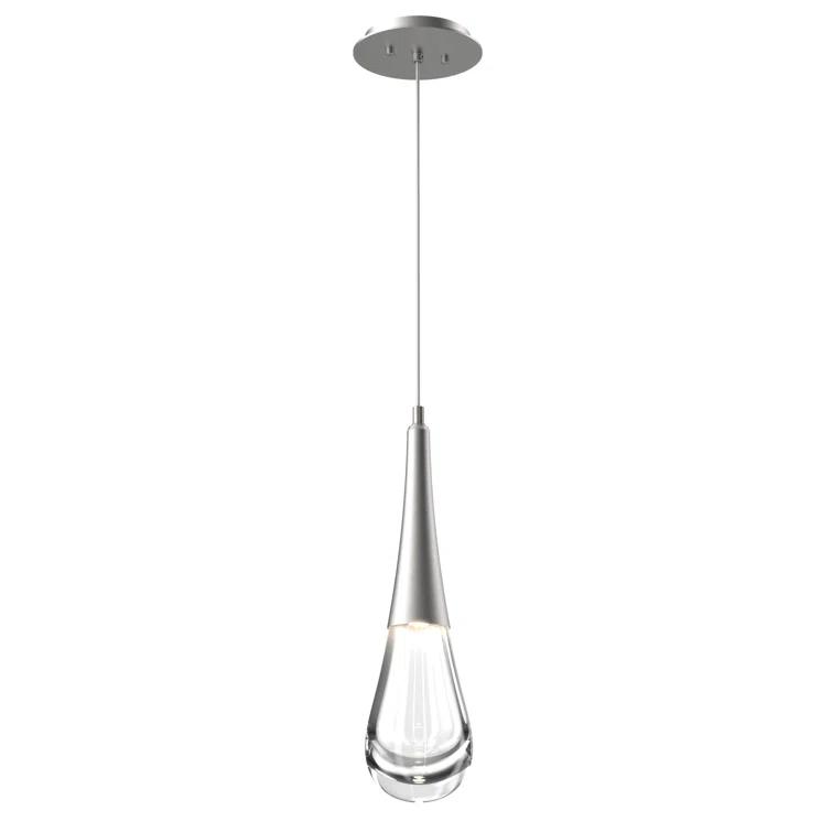 Ethereal Raindrop 21.7" LED Glass Pendant in Metallic Beige Silver