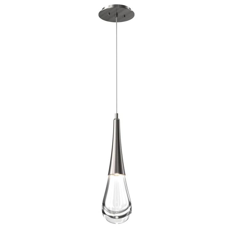 Ethereal Raindrop 21.7" LED Glass Pendant in Metallic Beige Silver
