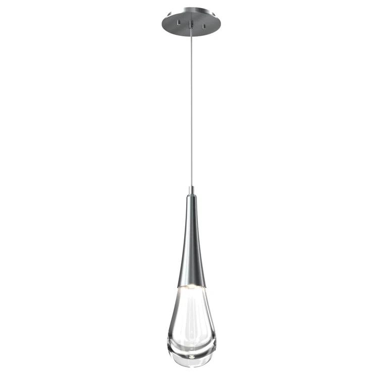 Ethereal Raindrop 21.7" LED Glass Pendant in Metallic Beige Silver