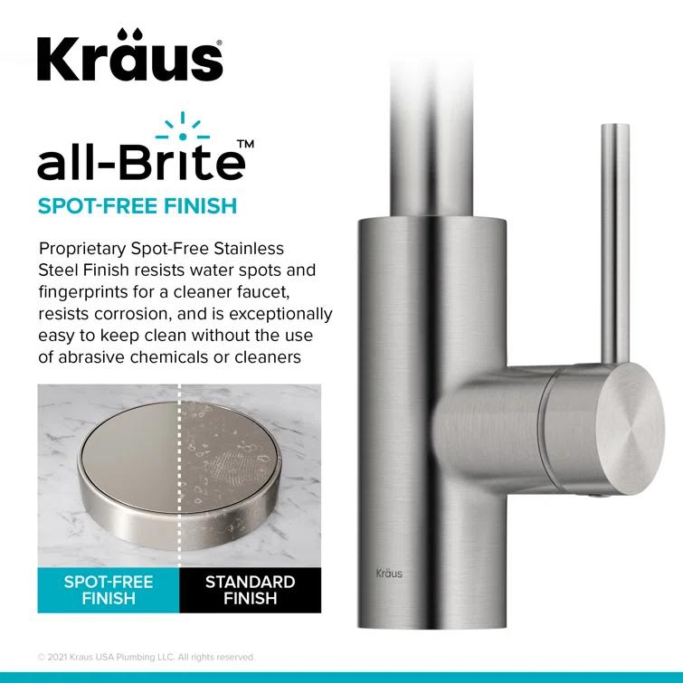 KRAUS Oletto Single Handle Pull Down Kitchen Faucet with QuickDock Top Mount Installation Assembly