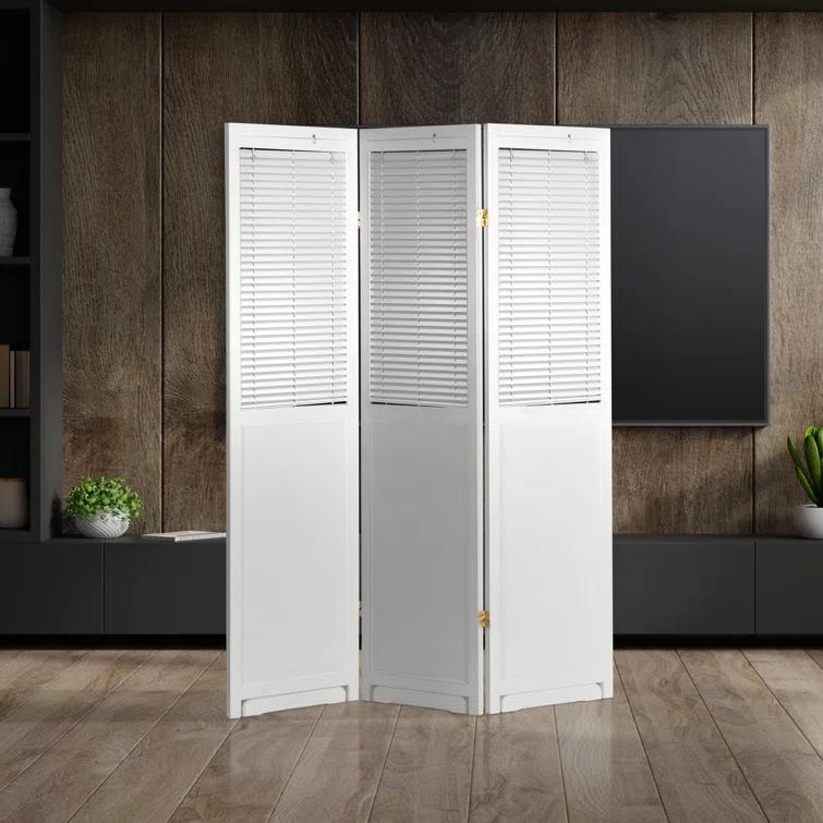 Oriental Furniture 6 ft. Tall Adjustable Shutter Room Divider White - 3 Panel