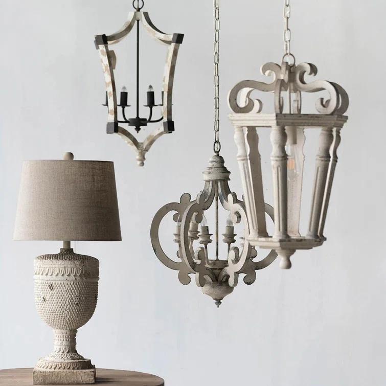 Cheree 6 - Light Wood Dimmable Geometric Chandelier