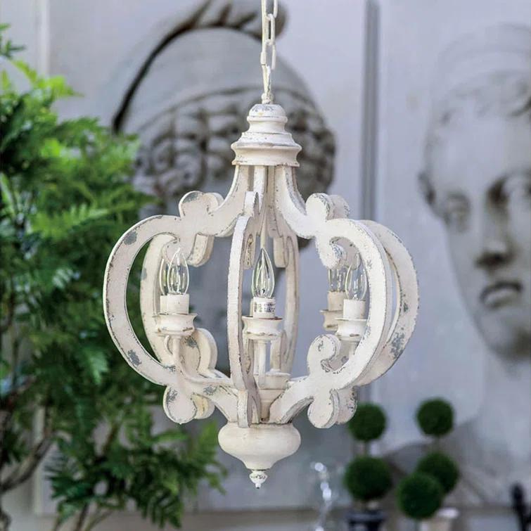 Cheree 6 - Light Wood Dimmable Geometric Chandelier