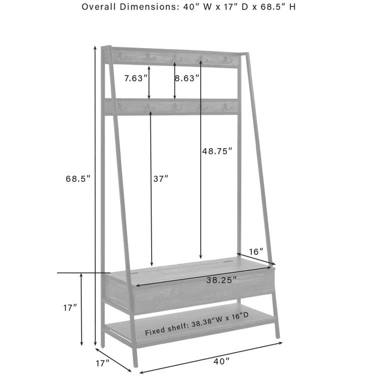 Houchens Hall Tree 40'' Wide with Bench and Shoe Storage