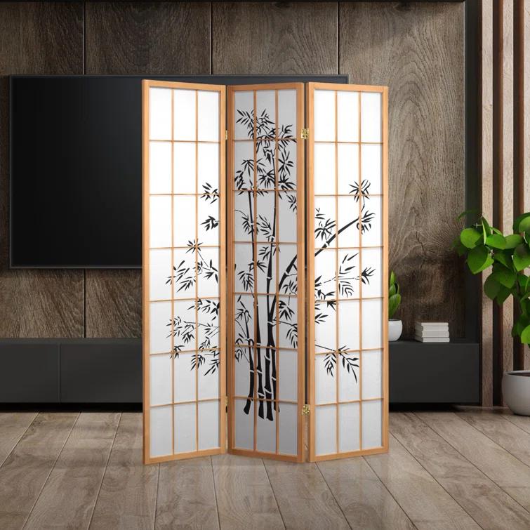 Oriental Furniture 6 Ft Tall Lucky Bamboo Room Divider, 3 panel, natural color, traditional