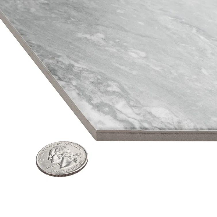 Marbilia Hex Bardiglio w/Biotech 11" x 13" Porcelain Marble Look Wall & Floor Tile