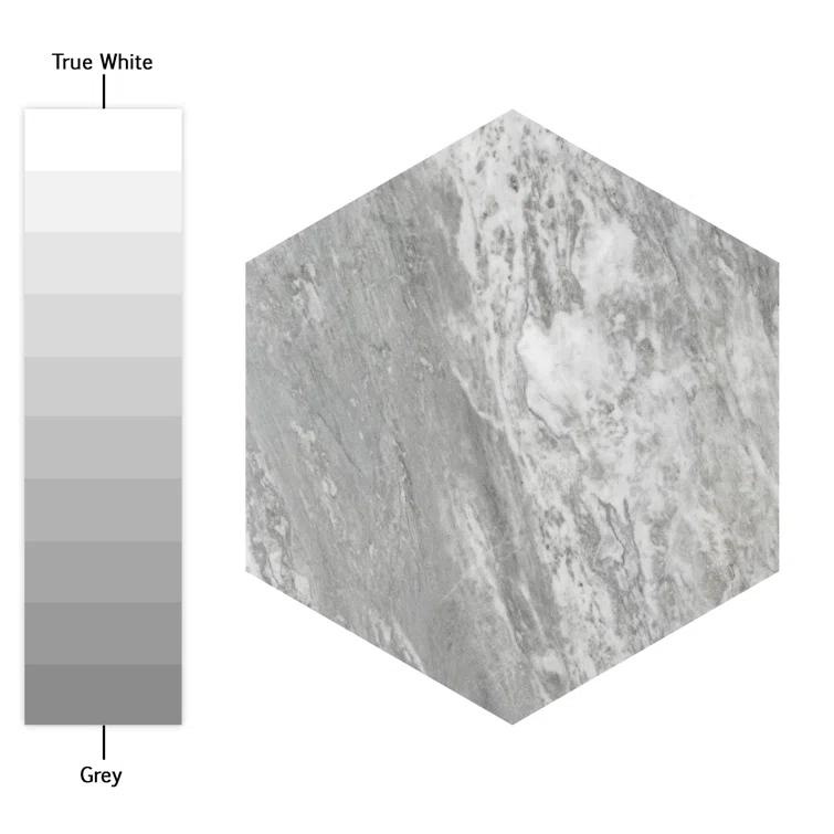 Marbilia Hex Bardiglio w/Biotech 11" x 13" Porcelain Marble Look Wall & Floor Tile