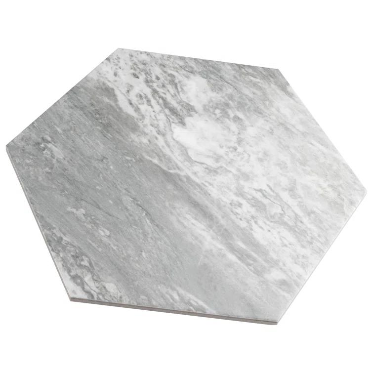 Marbilia Hex Bardiglio w/Biotech 11" x 13" Porcelain Marble Look Wall & Floor Tile