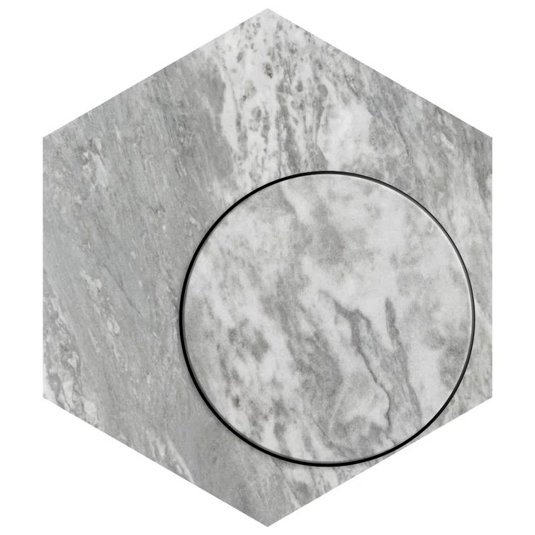 Marbilia Hex Bardiglio w/Biotech 11" x 13" Porcelain Marble Look Wall & Floor Tile