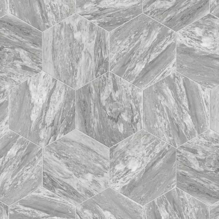 Marbilia Hex Bardiglio w/Biotech 11" x 13" Porcelain Marble Look Wall & Floor Tile