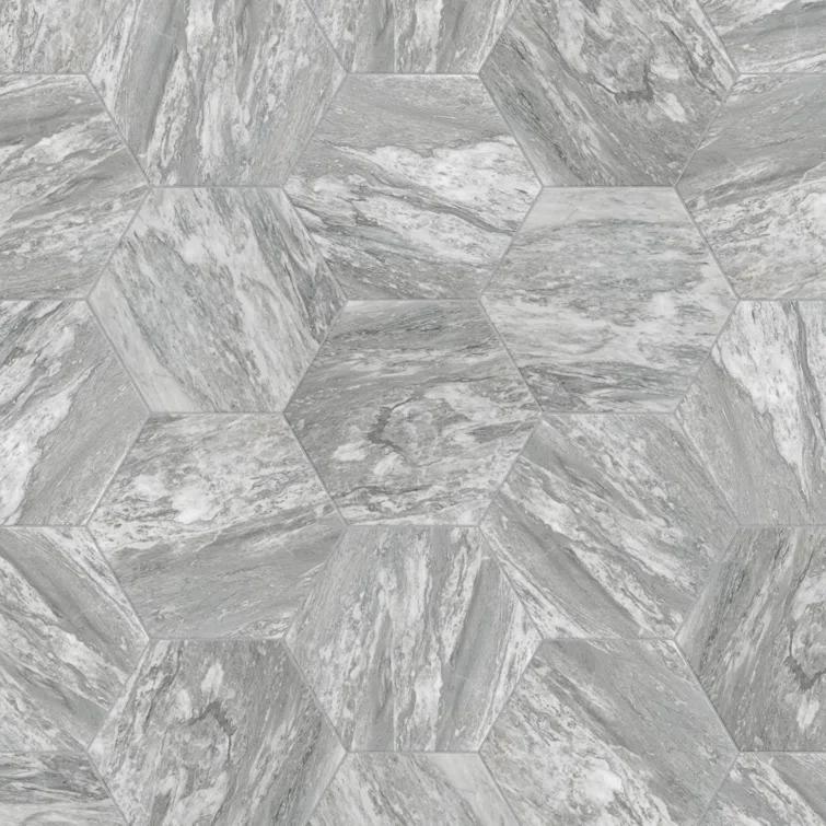 Marbilia Hex Bardiglio w/Biotech 11" x 13" Porcelain Marble Look Wall & Floor Tile