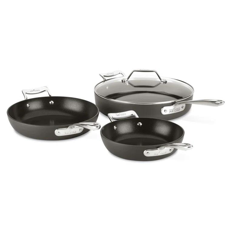 All-Clad All-Clad Essentials 4-Piece Non-Stick Skillet Set with Lids