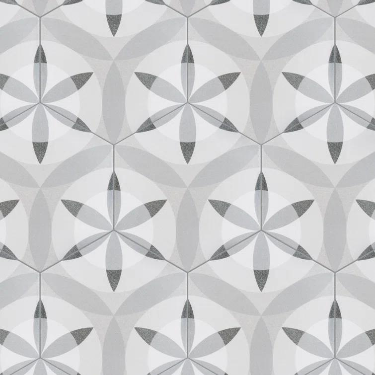 Hexatile 7"x 8" Porcelain Moroccan Wall & Floor Tile