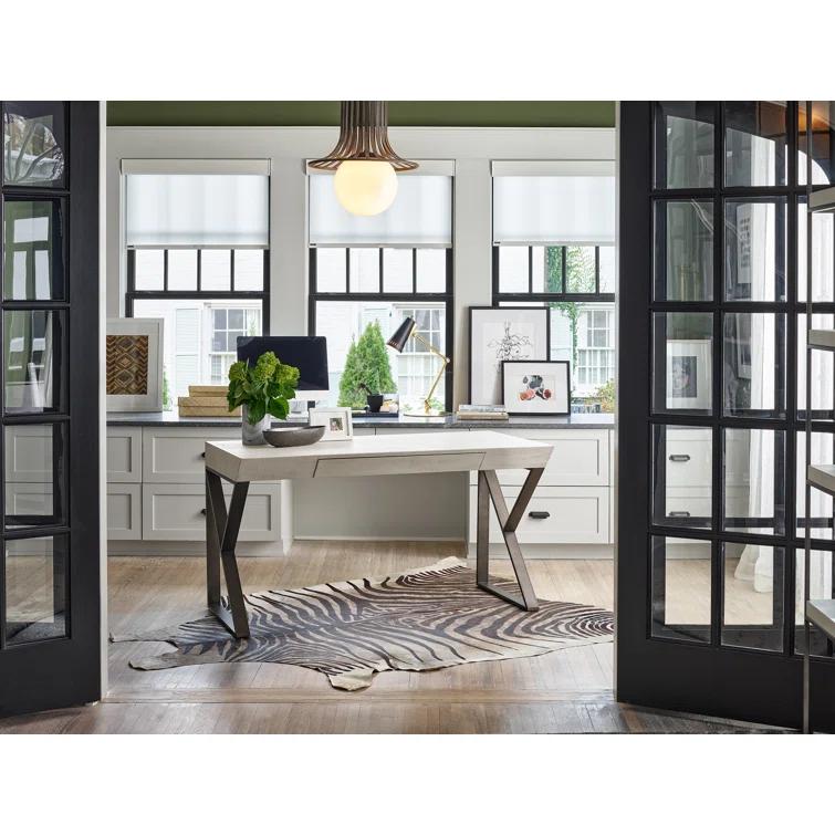 White Wood Transitional Home Office Desk with Drawer