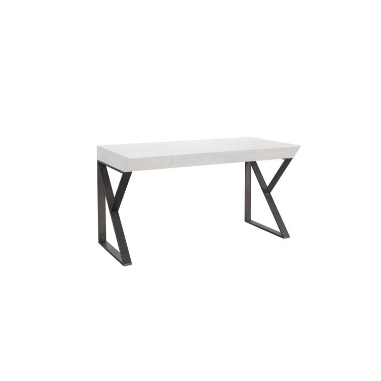 White Wood Transitional Home Office Desk with Drawer