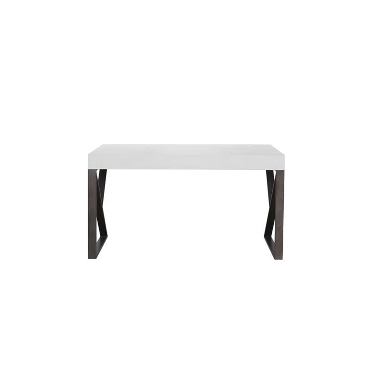 White Wood Transitional Home Office Desk with Drawer