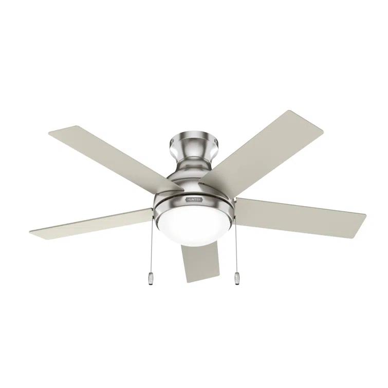 44" Aren 5 - Blade Flush Mount Ceiling Fan with Pull Chain and Light Kit Included