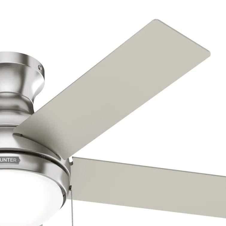44" Aren 5 - Blade Flush Mount Ceiling Fan with Pull Chain and Light Kit Included