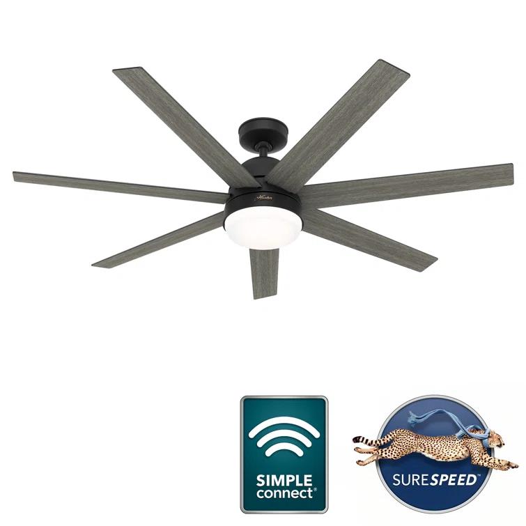 60" Phenomenon 7 - Blade Smart Standard Ceiling Fan with Wall Control and Light Kit Included