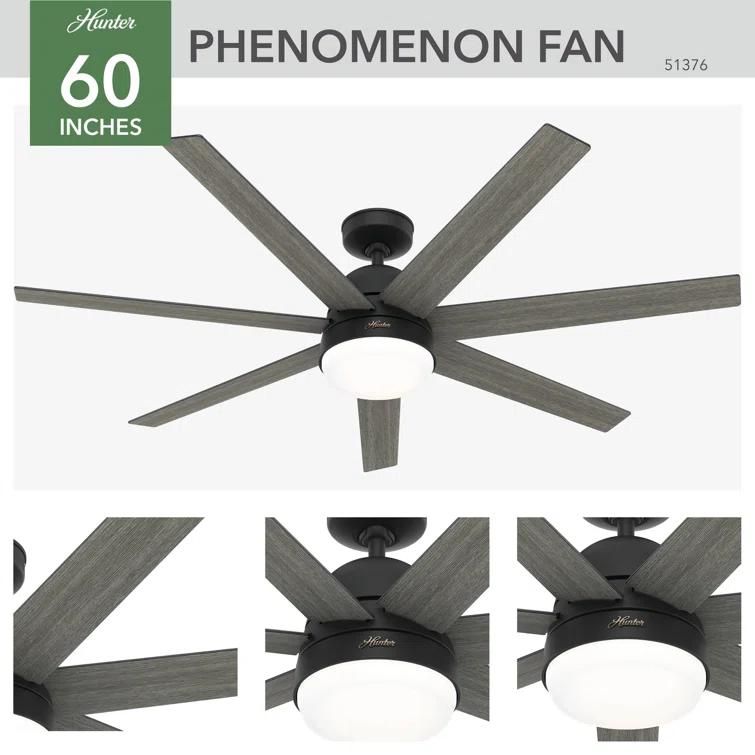 60" Phenomenon 7 - Blade Smart Standard Ceiling Fan with Wall Control and Light Kit Included